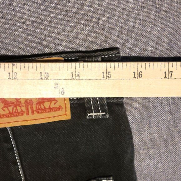 Levi’s Black Size 29 Denim Carpenter Mini Skirt Jean 100% Cotton Gray Distressed - Picture 9 of 12